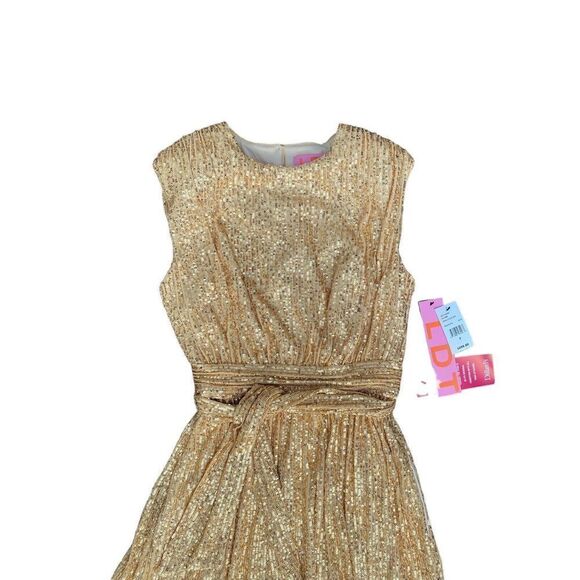 LDT Women's Size 2 Gold Sequin Ivy Goddess Long Gown Dress - Picture 4 of 14